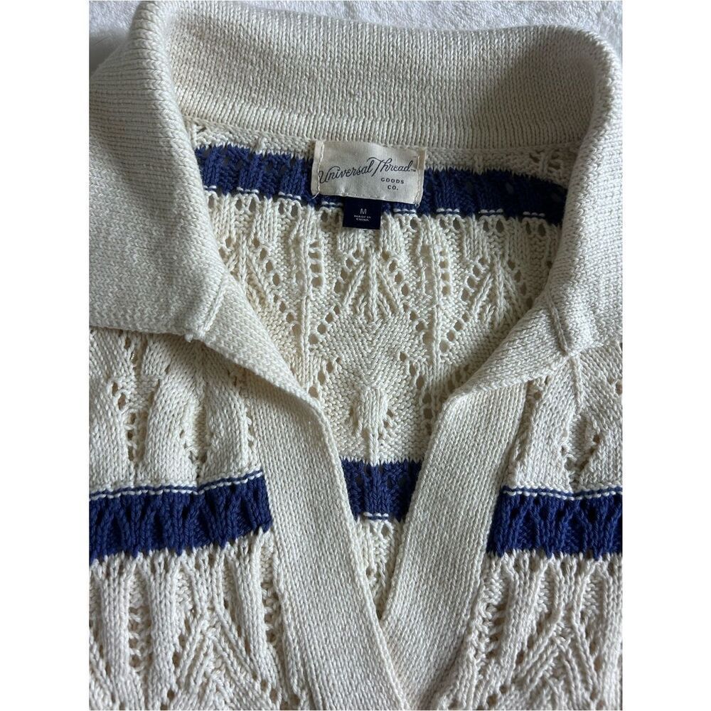 Cream Airy Open-Knit Lightweight Sweater Coastal Cottagecore Beachy Medium - Picture 10 of 15